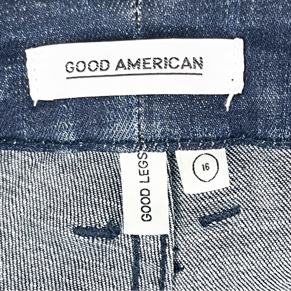 GOOD AMERICAN Good Legs Blue Five Pockets Whiskering High Rise Jeans, Size 16 - Picture 3 of 12